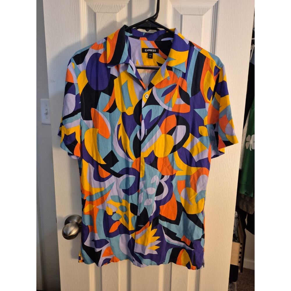 Mens Express Button Up Shirt, XL
